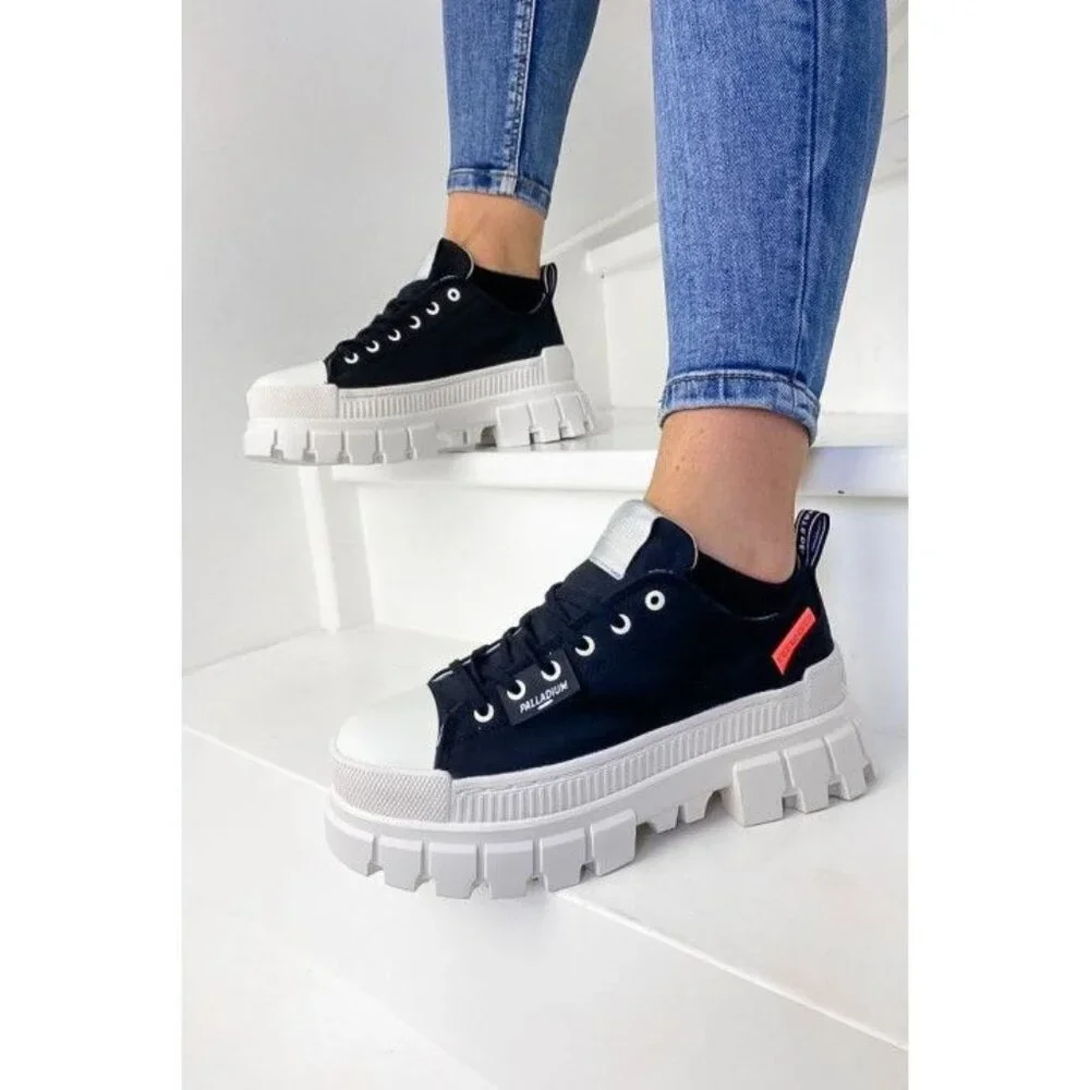 Palladium Revolt‎ Black White Platform Chunky Combat Lug Soles 7.5